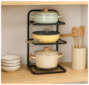 Vintage Design Pot and Pan Organizer <b>Rack</b> for <b>Kitchen</b> Cabinet Heavy Duty Under Sink Storage Shelf for Cookware & Lids - Product Image 2
