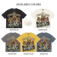 T-shirt graphique décontracté pour homme, coupe régulière, 100 % coton épais, style streetwear, imprimé animalier, délavé à l'acide, avec strass, personnalisable OEM