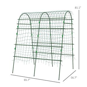 Traliccio da Giardino in Metallo 3D Facile da Montare 145x170x206 cm Verde con Rete per Piante Rampicanti e Recinzione - Product Image 3