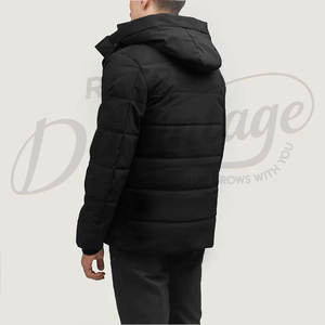 Chaqueta de Invierno Negra para Hombre, Chaqueta Acolchada Resistente con Capucha, Parka Gruesa y Cálida para Exteriores, Abrigo Acolchado Cortavientos - Product Image 2