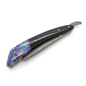 Maquinilla de afeitar de una sola hoja de acero de Damasco personalizable de alta calidad, bolsa de cuero clásica hecha a mano OEM DIY - Product Image 6