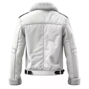Custom Trending <b>Bomber</b> <b>Jacket</b> Real Sheepskin Leather <b>Shearling</b> Fur Warm Breathable Winter Filled Biker Style For Unisex Wear - Product Image 2