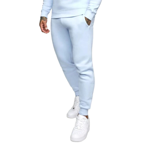 Men's Light Blue Quick Dry <b>Lightweight</b> <b>Hoodie</b> Sweatpants Tracksuit Set Full Sleeve Solid Color Cotton Casual Sportswear Side - Product Image 2