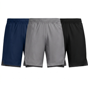 Pantaloncini Sportivi da <span class=keywords><strong>Uomo</strong></span> in Tinta Unita ad Asciugatura Rapida, Stile <span class=keywords><strong>Bermuda</strong></span> con Vita Elastica, Abbigliamento Casual 100% Poliestere Grigio <span class=keywords><strong>Blu</strong></span> <span class=keywords><strong>Navy</strong></span> Nero - Product Image 1