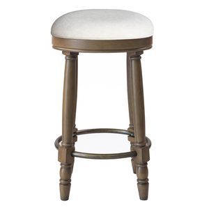 Set di 2 Sgabelli da Bar con Seduta Imbottita in Tessuto Bianco, Girevoli a 360 Gradi, Altezza da Bancone in Legno, con Garanzia di 1 Anno - Product Image 6