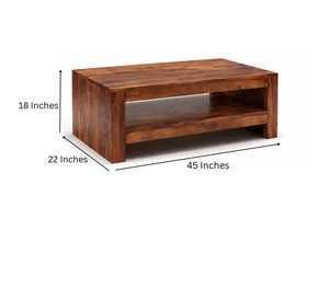 Modern Solid Wood <b>Coffee</b> <b>Table</b> with Open Shelf |2-Tier Wooden Center <b>Table</b> | Pindel Handicraft Jodhpur | B2B Wholesale India - Product Image 3