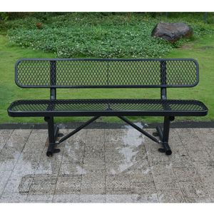 Banc d'extérieur en acier noir de 6 pieds avec dossier pour usage en terrasse - Product Image 2