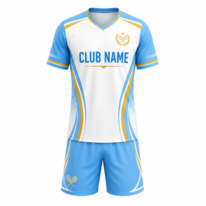 Conjunto de Golf Unisex, Camiseta con Cuello en V y Bloques de Color, Pantalones Cortos, Impresión por Sublimación, Poliéster Transpirable, Diseño Deportivo, Logotipo del Club en la Parte Delantera, Secado Rápido - Product Image 1