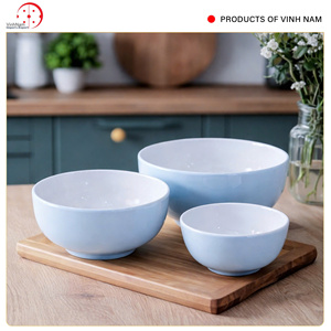 Luxury Melamine Blue White Bowls Food Grade Soup Bowl Dishwasher Safe Eco-Friendly Minimalist Design Party 3-Piece <b>Set</b> - Product Image 3