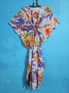 Nuevo Kaftán con Estampado Floral, Cuello en V, Corte Ajustado, de Algodón Suave Indio, con Encaje, Largo, para Playa, Regalo para Damas de Honor - Product Image 5