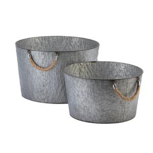 Maceta Metálica para Decoración de Exteriores, Artículos para Jardín y Hogar, Maceta Grande de Metal Galvanizado, Estilo Rústico, Recubierta de Esmalte - Product Image 1