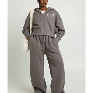 Ensemble de survêtement sportif 2 pièces pour femme 2026 – Veste zippée et pantalon large style Hip Hop – Coton et polyester légers - Product Image 3