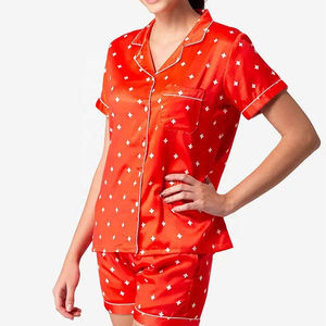 Ensemble de pyjama décontracté pour femme avec col roulé imprimé, manches longues, taille élastique, respirant, en polyester/coton, coupe ample - Product Image 6