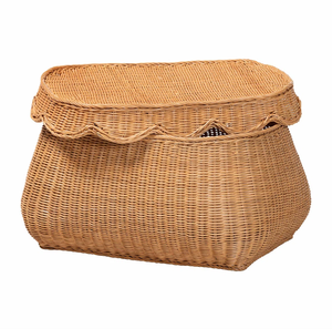 Panier de rangement en rotin naturel fait main avec couvercle, grand panier organisateur, décoration d'intérieur - Product Image 1