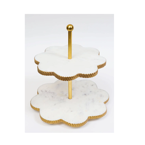 Marble <b>Cake</b> Stand 2 <b>Tier</b> Royal Gold Brass Handle Luxurious Decoration Accents <b>Cake</b> Stand for Weddings Parties Housewarming - Product Image 2