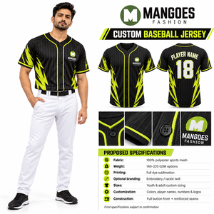 Camiseta de Béisbol Personalizada Unisex, Rayada, de Poliéster, Manga Corta, Transpirable, con Nombre y Número del Equipo, Corte Regular, para Verano - Product Image 6