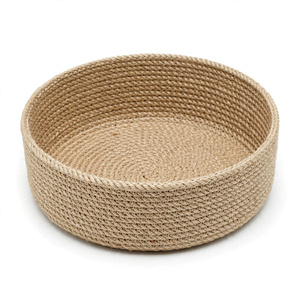 Panier à fruits rond en jute, panier de rangement en jute avec poignées, style moderne naturel, panier à fruits en provenance du Bangladesh - Product Image 1