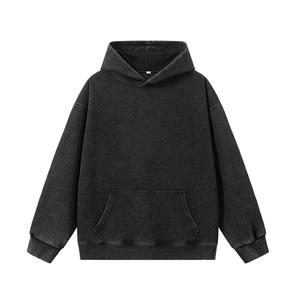 เสื้อฮู้ดโอเวอร์ไซส์แบบยูนิเซ็กซ์ สีพื้น ล้างสีแบบแอซิดวอช มีกระเป๋า ดีไซน์เรียบง่าย ทรงปกติ สวมใส่สบาย เหมาะสำหรับฤดูใบไม้ร่วง ผลิตจากผ้าฝ้ายเฟรนช์เทอร์รี่ถัก - Product Image 3
