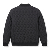 Blouson Bomber Matelassé Homme Couleur Unie Hiver Décontracté Style Universitaire Fermeture Éclair Broderie Logo Personnalisé Devant Grande Taille
