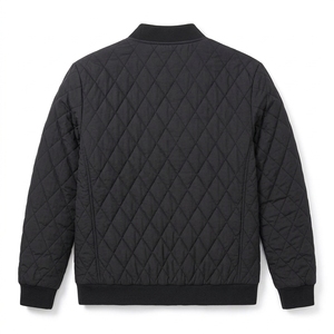 Blouson bomber matelassé pour homme, motif losanges noirs, veste décontractée d'hiver, style universitaire zippé, vêtement d'extérieur, logo personnalisé, grandes tailles - Product Image 2