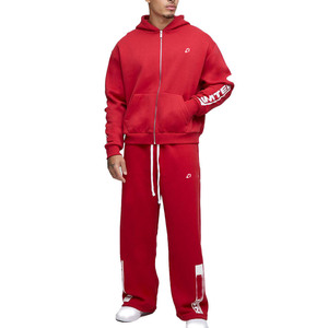 Ensemble de sweats à capuche zippés de qualité supérieure, survêtement streetwear personnalisé avec logo, molleton 100 % coton épais, coupe ample, vente en gros, OEM, faible MOQ - Product Image 1