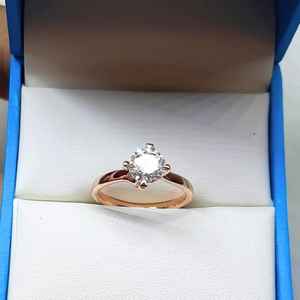 Anillo solitario de diamante cultivado en laboratorio de 1.01 quilates, corte brillante redondo, con engaste tipo catedral, para mujer, en oro macizo de 14 quilates, regalo de aniversario para parejas. - Product Image 3