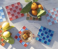 Ensemble de sous-verres en mosaïque de verre artisanal Craft Exim TCE, outils décoratifs de qualité supérieure pour le café et le thé, résistants à la chaleur, pour la maison, le bureau, cadeau en gros
