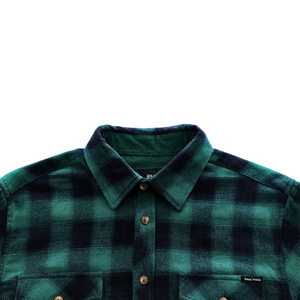 Bulk Wholesale <b>Men</b> Plaid <b>Jacket</b> 100% Brushed Cotton Oversized Green Black Checkered Shirts Outerwear <b>Trucker</b> Style Flannel Shirt - Product Image 3