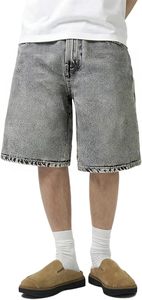Shorts en jean délavé taille haute coupe droite décontracté en coton pour homme – Idéal été - Product Image 6