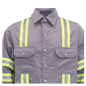 Wholesale Fireproof Men's Welder Fire Resistant Clothing Long Sleeve Button Up <b>Flame</b>-retardant Hi Vis Button Up <b>Shirts</b> - Product Image 6