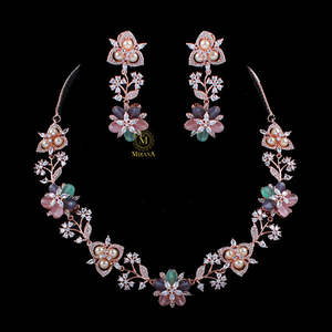 Pihu Fusion Designer Gold-Plated Bridal Necklace & Earring Set - Product Image 1