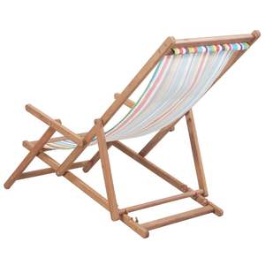 Silla de playa plegable de tela multicolor y marco de madera - Product Image 3