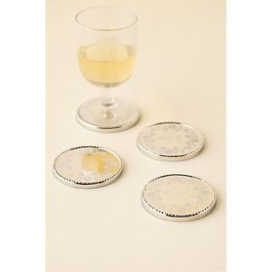 Premium <b>Silver</b> Metal <b>Coaster</b> Set for Tableware Decorative Round Drink <b>Coasters</b> Elegant Hospitality Supply Wholesale Decor Mat - Product Image 1