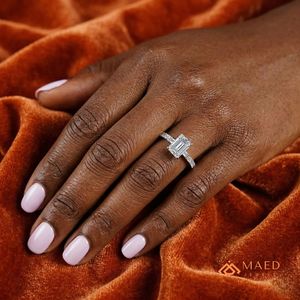 Elegant <b>Emerald</b> Cut Sterling <b>Silver</b> <b>Ring</b> for Women Engagement Wedding Anniversary Party Daily Wear Gift USA - Product Image 4