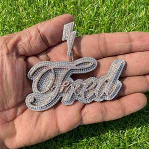 <b>Custom</b> <b>Name</b> Script Rose Gold Plated Moissanite Iced Out Claw Setting Charm <b>Necklace</b> Hip Hop Party Unisex Jewelry - Product Image 4