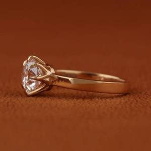 Bague solitaire en or 14 carats avec diamant de laboratoire personnalisé, certifiée IGI, minimaliste, pour mariage, pour femme, bijoux Luxial, plaqué rhodium - Product Image 1