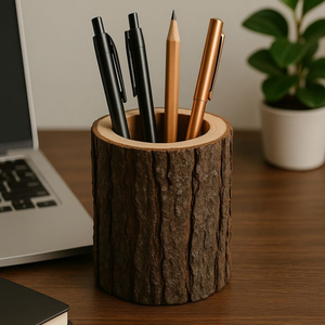Organizador de Escritorio y Aula Estilo Art Deco, Ajustable, de Madera, para Bolígrafos y Lápices, por Barkah Star - Product Image 1