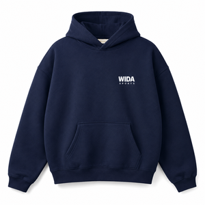 เสื้อฮู้ดดี้ผ้าฟลีซคอตตอนผสมโพลีเอสเตอร์สีน้ำเงินกรมท่าขนาดโอเวอร์ไซส์ 320 GSM แบบสั่งทำพิเศษ พร้อมโลโก้พิมพ์ลายบนหน้าอก - Product Image 1