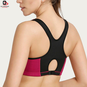 Soutien-gorge de sport respirant et simple pour femme avec coussinets amovibles, logo frontal, maintien élevé pour le yoga - Faible MOQ - Product Image 6