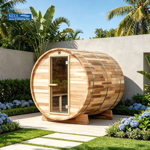 Sauna Exterior Arquitectónica Moderna en Forma de Barril con Certificación ETL, WiFi y Múltiples Paneles de Cedro Rojo de Chile - Product Image 1