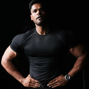 mens <b>compression</b> <b>shirt</b> gym fitness athletic wear quick dry stretch fabric training workout tee bulk order supplier - Product Image 1