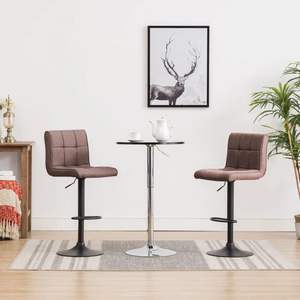 Ensemble de 2 tabourets de bar pivotants réglables en polyester taupe - Product Image 1