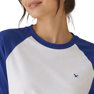 Camiseta Deportiva Personalizada para Mujer, Blanca y Azul Rey, Cuello Redondo, Manga Corta, Algodón Informal, con Logotipo Personalizado, OEM, ODM - Product Image 6
