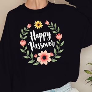 Feliz Pascua con corona floral sudaderas de mujer - Product Image 3