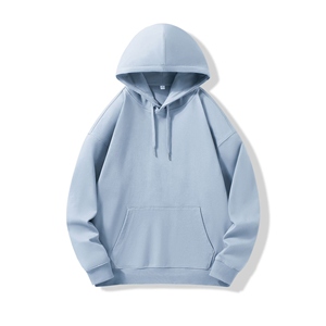 Sudadera con capucha de algodón coral para hombre, corte holgado, informal, color liso, con bolsillo frontal, forro polar, mezcla de algodón básico - Product Image 3