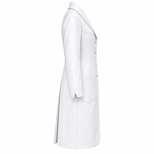 Doctor Coat Bright White Shawl Collar Medical Lab Coat Custom Wholesale Unisex Healthcare Workwear Uniform With <b>Covered</b> <b>Buttons</b> - Product Image 3