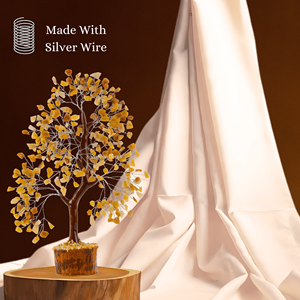 Arbre de Vie en Cristal d'Aventurine Jaune en Gros avec Fil d'Argent, Pierres de Guérison, Décoration d'Intérieur - Product Image 4
