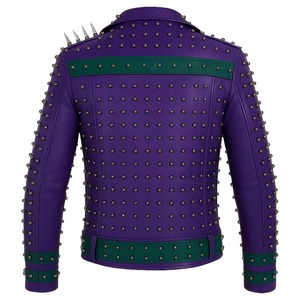 Chaqueta de Motero de Cuero Morado con Tachuelas Personalizada |   Chaqueta de Motocicleta Estilo Punk Rock |   Ropa de Moda Hecha a Mano de Primera Calidad a Bajo Precio - Product Image 6