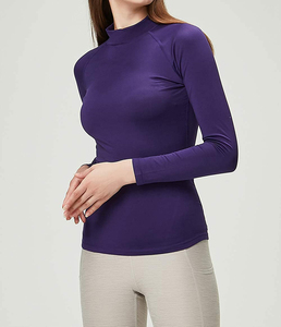 New Luxury Solid Color <b>Compression</b> Shirt for <b>Women</b> Yoga Sports Wear Brushed Tight High Stretch Nude Soft Long Sleeve Yoga <b>Top</b> - Product Image 6