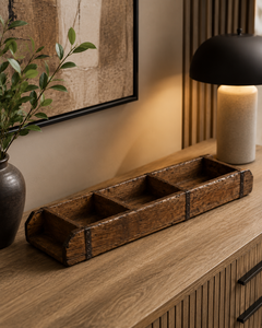 Molde Triple de Ladrillo de Madera para Macetas, Bandeja de Almacenamiento, Tira de Hierro Artesanal, Decoración Rústica para Jardín, Entrada, Sala de Estar, Hogar, Hotel - Product Image 2